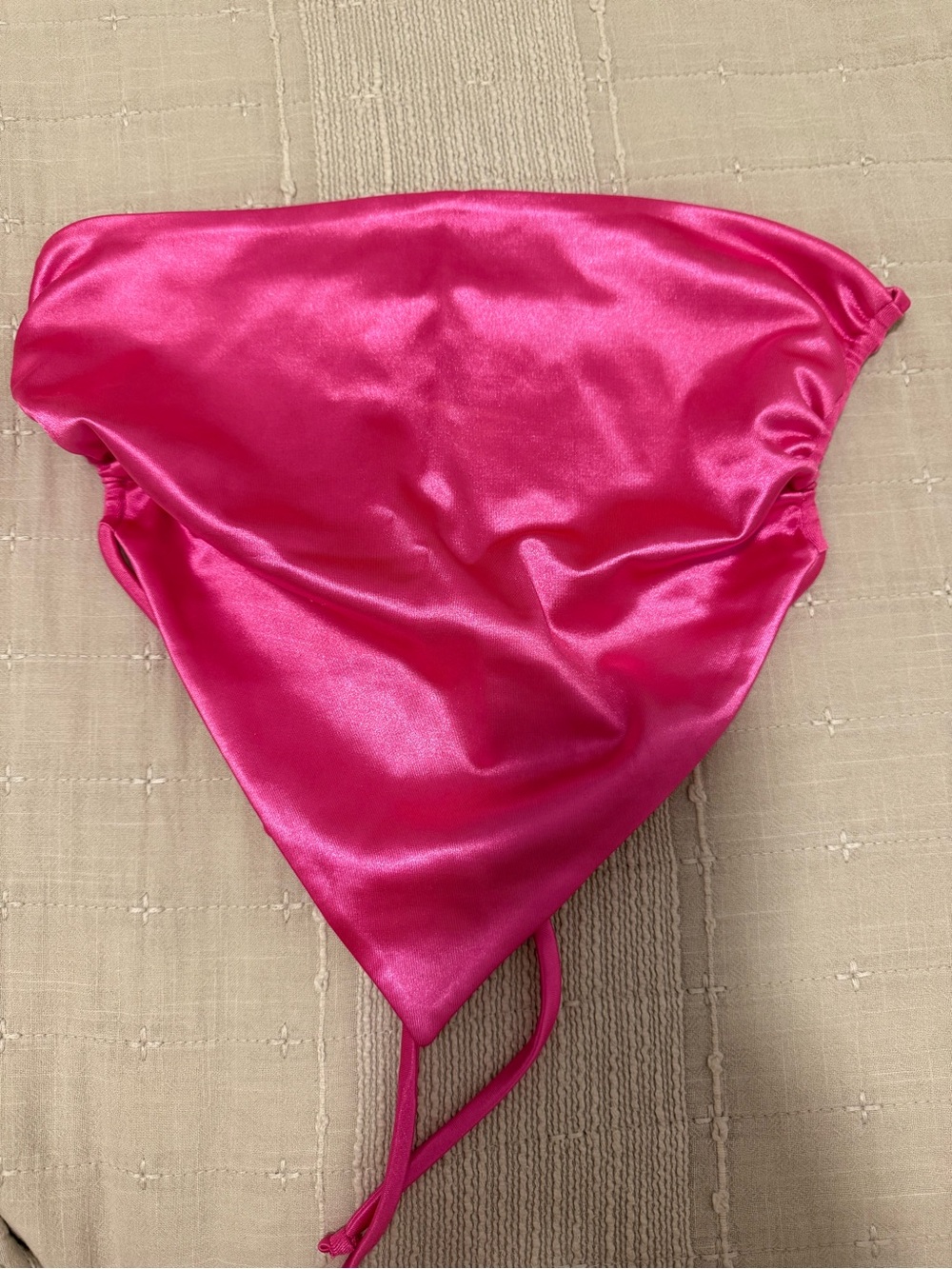 Oh Polly Satin Triangle Top - Fuchsia Pink